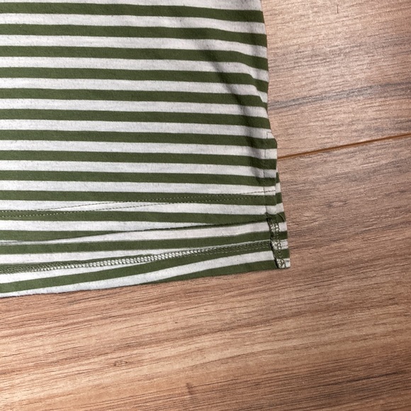 🛍️[DONATED] T.La | Olive Green & White striped shirt with floral accent sleeve - Picture 4 of 5